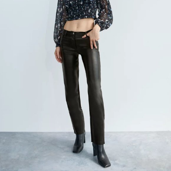 Aritzia Pants - Aritzia Wilfred Melina Low Rise Pant in Black Vegan Leather
